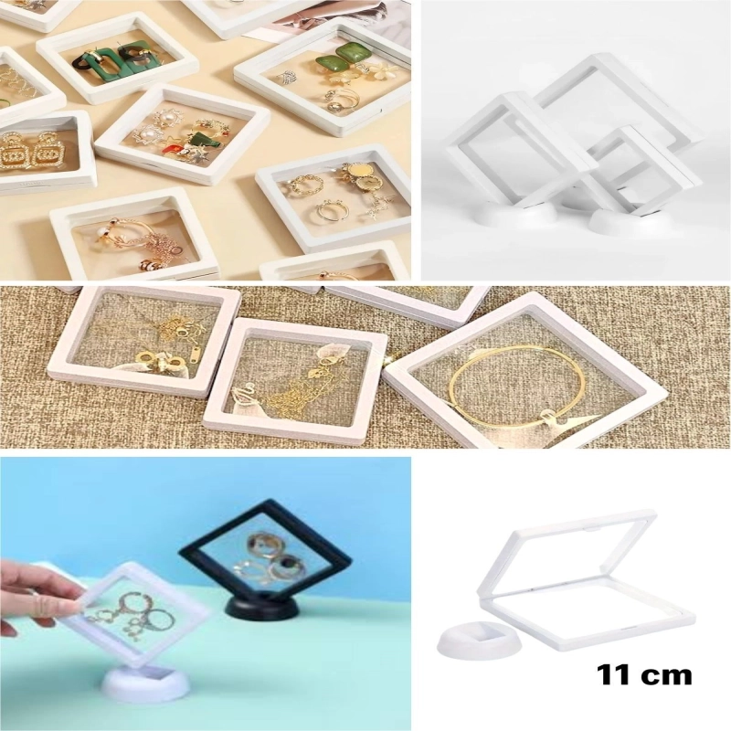 11x11cm Standlı 3D Takı Ziynet Hatıra Koleksiyon Saklama Kutusu Şeffaf Film Çerçevesi