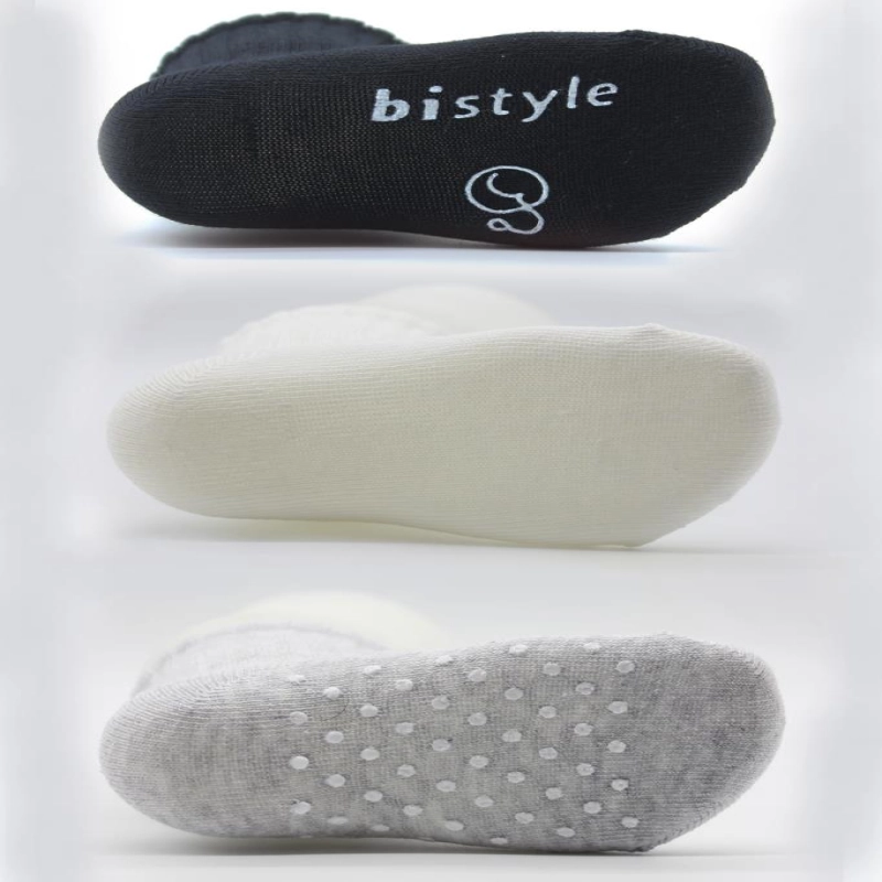 Bistyle Basic Kaymaz Penye Soket Çorap 3'Lü BS10106 Siyah Ekru Gri