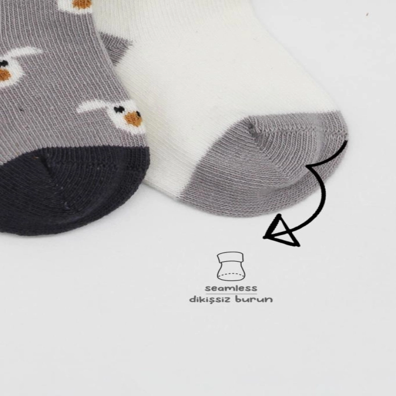 Bistyle Love Dog Penye Soket Çorap 2'Li BS10118 Gri
