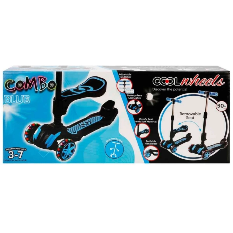 Cool Wheels Combo 3 Tekerlekli Katlanabilir Işıklı Oturaklı Scooter