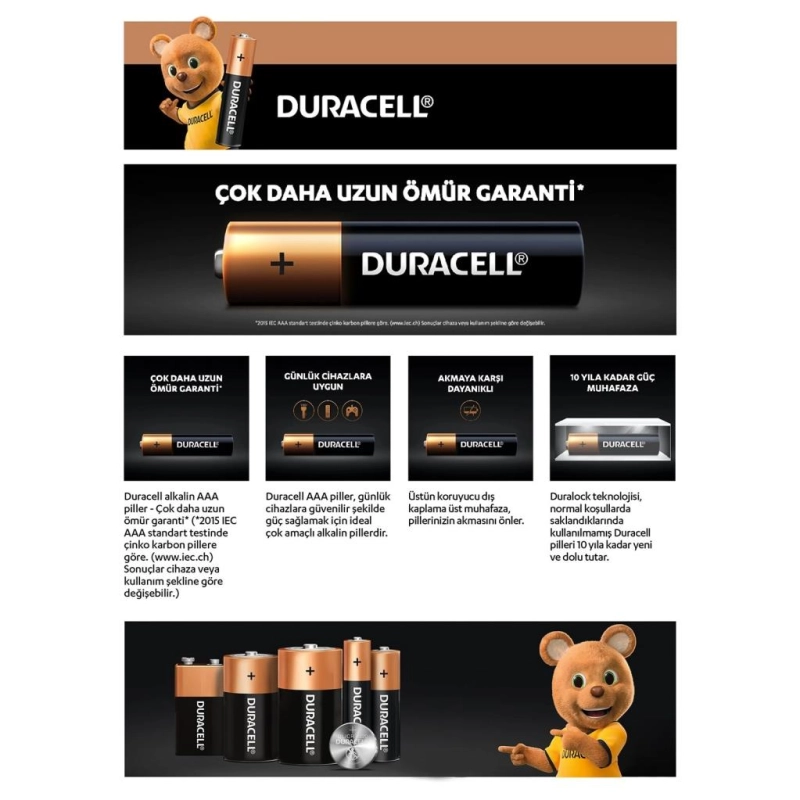 Duracell 6'Lı AAA İnce Kalem Pil