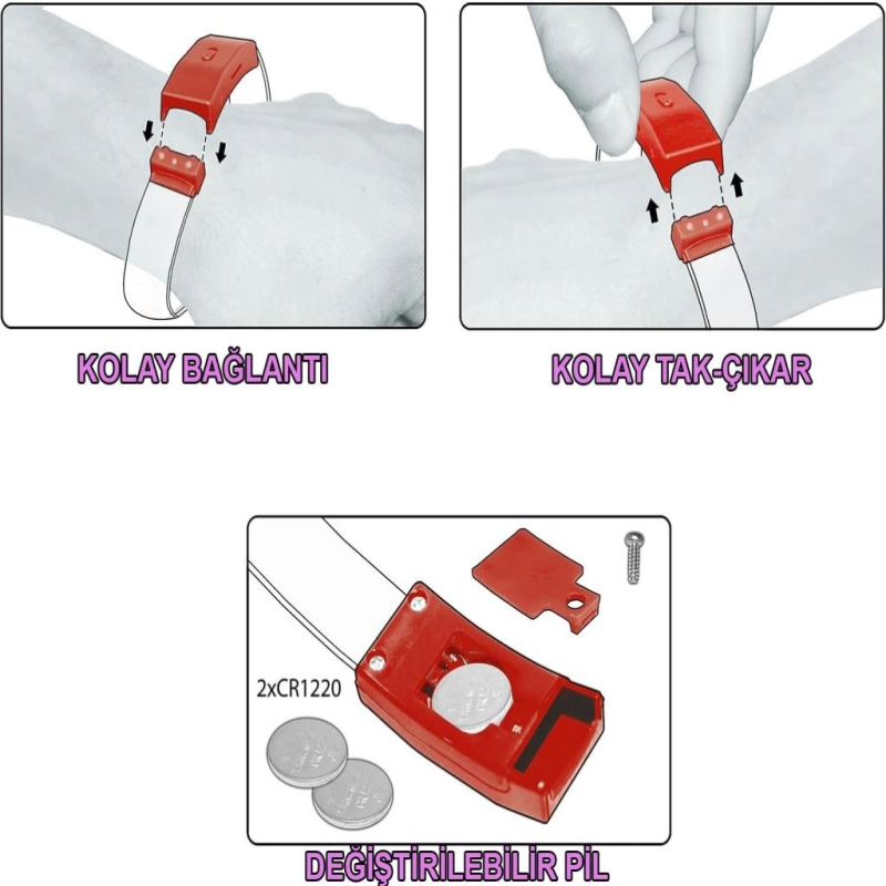 Festival & Parti LED Bileklik 3 Farklı Mod Işıklı 1 Adet