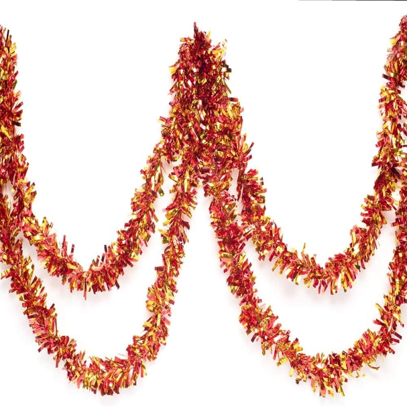 Kırmızı Altın Renk 6 cm Genişlik Garland Çift Renk Sim Süs 180 cm