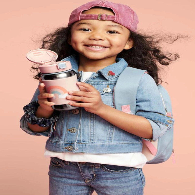 Skip Hop Zoo Pipetli Paslanmaz Çelik Suluk 350 ml Gökkuşağı