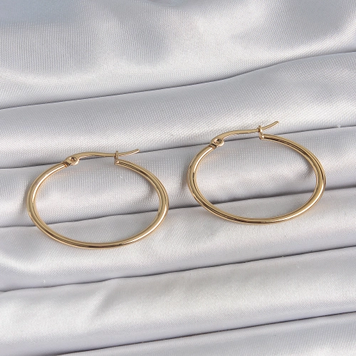 316 Çelik Gold Renk 27 mm Halka Model Kadın Küpe