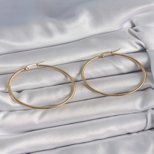 316 Çelik Gold Renk 43 mm Halka Model Kadın Küpe
