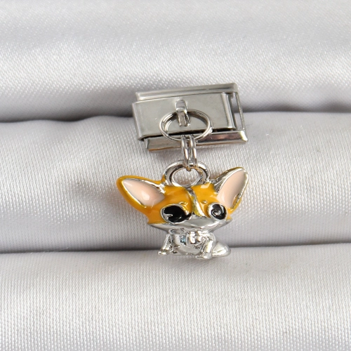 316L Çelik Gümüş Renk Chihuahua Köpek Model Nomination Charm