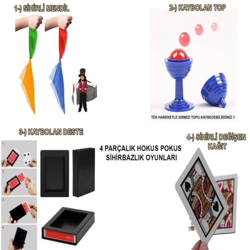 4'lü Sihirbazlık Seti – Hokus Pokus Sihirli Numara Seti
