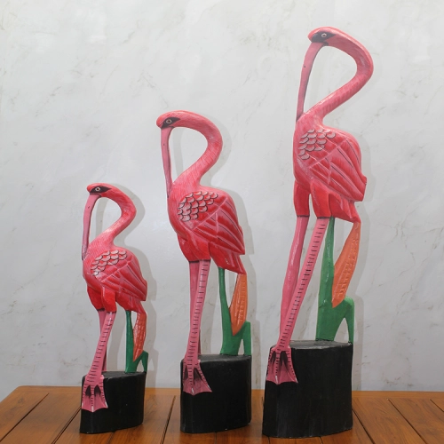 Ahşap 3'lü Flamingo Seti