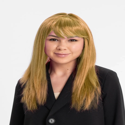 Altın Renk Düz Kesim İçi Astarlı Uzun Parti Peruğu