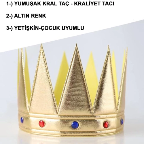 AltınRenkEvaYumuşakKralKraliyetTacıYetişkinÇocukUyumlu55cm