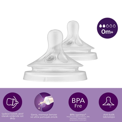   Avent Doğal Tepkili Natural Response 2'Li Biberon Emziği No:2 0+ Ay