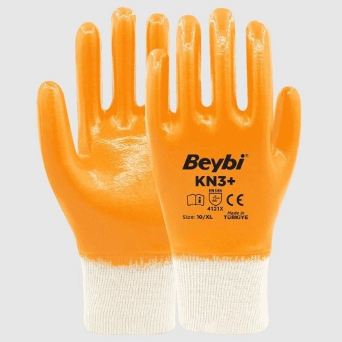 Beybi KN3+ No:10 Sarı Tam Nitril Pamuk Eldiven 1 Adet