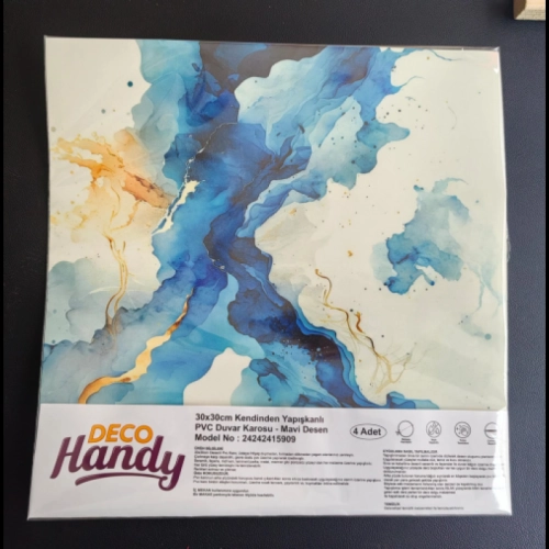 Decohandy 30x30 Cm Pvc Duvar Karosu 4'lü Paket - Mavi D