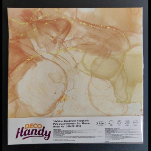 Decohandy 30x30 Cm Pvc Duvar Karosu 4'Lü Paket - Sarı M