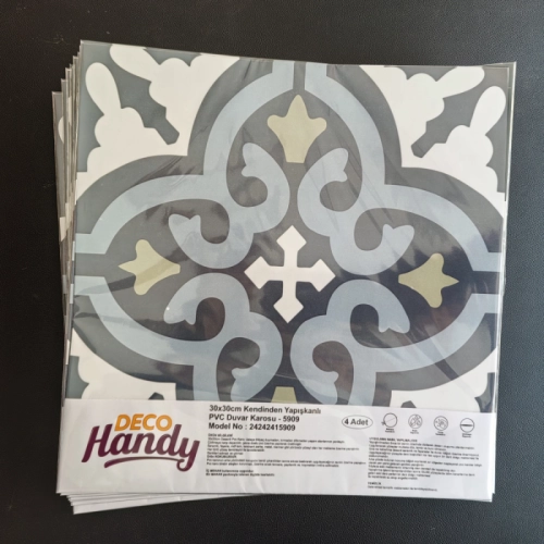 DecoHandy  Pvc Duvar Karosu 30x30cm 4'lü Paket - Çini D