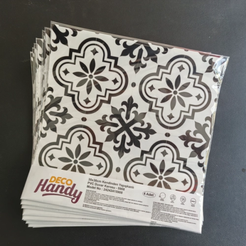 DecoHandy  Pvc Duvar Karosu 30x30cm 4'lü Paket - Siyah 