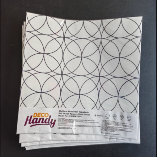 DecoHandy  Pvc Duvar Karosu 30x30cm 4'lü Paket - Siyah 