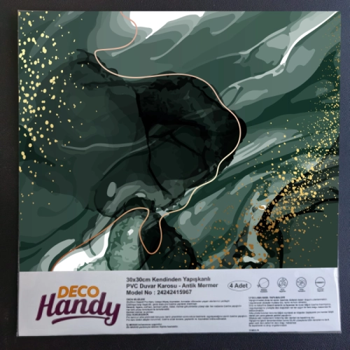 DecoHandy Pvc Duvar Karosu 30x30cm 4'Lü Paket -  Zümrüt