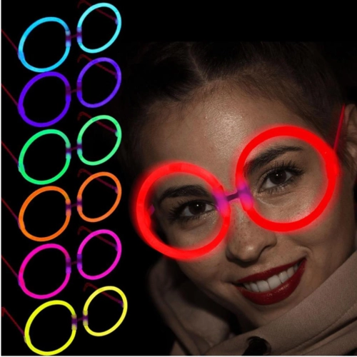   Glow Stick Yuvarlak Gözlük - Glow Partisi Gözlükleri - Glow Stick Gözlük 12 Adet