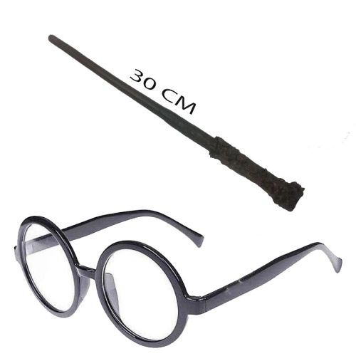 Harry Potter Asası ve Siyah Çerçeveli Gözlük Seti