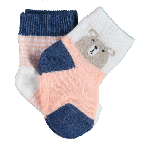 Hello Teddy Bear 2'Li Kız Çorap 68404 Ekru Somon