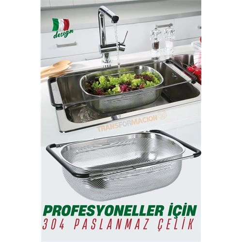 Lavabo Süzgeci Ayarlanabilir Kevgir 304 Paslanmaz Çelik