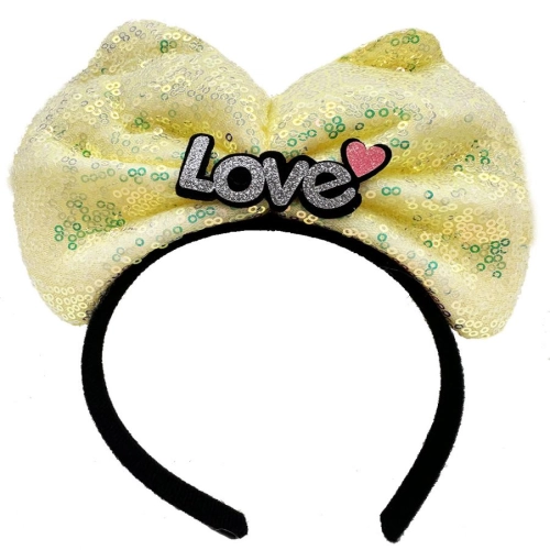   Led Işıklı 3 Farklı Fonksiyonda Yanan Gümüş Love Yazılı Sarı Fiyonk Taç 20X17 cm