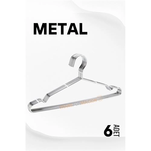 Metal Elbise Askısı Ekonomik 6 Adet Askı Seti