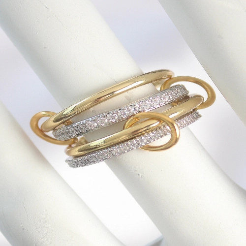 Metal Gold Renk Zirkon Taşlı Halka Detaylı Kadın Yüzük