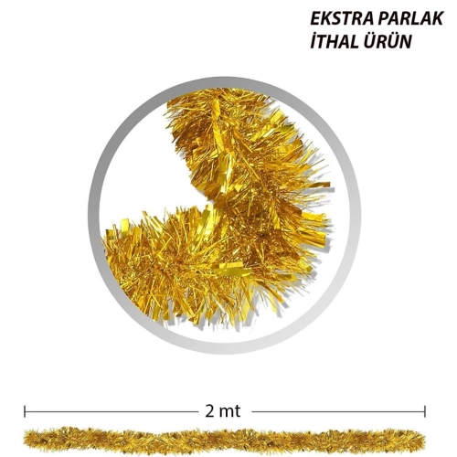 Parti İçin Sim Süs 2 Metre Uzunluk 6 cm Genişlik Altın Renk İthal
