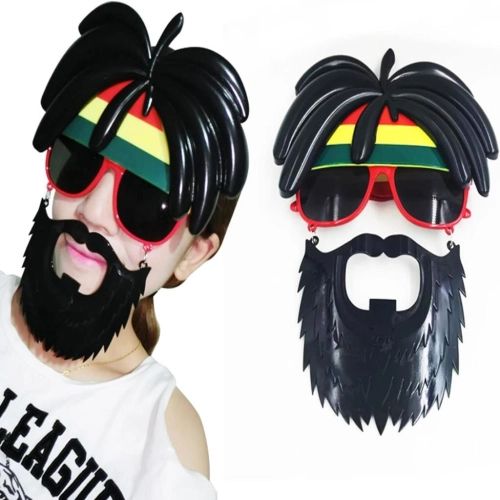   Rasta Peruklu Rasta Sakallı Bob Marley Bıyıklı Parti Gözlüğü 27x18 cm