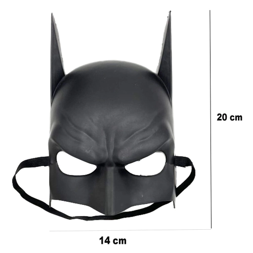 Siyah Renk Çocuk Boy Arkadan Lastikli Batman Maskesi A Kalite  20x14 cm