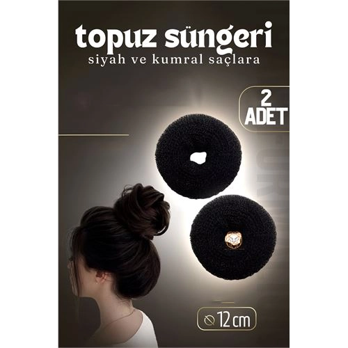 Siyah Saç Topuz Süngeri 2 ADET 12 CM Çap 5 cm Kalınlık