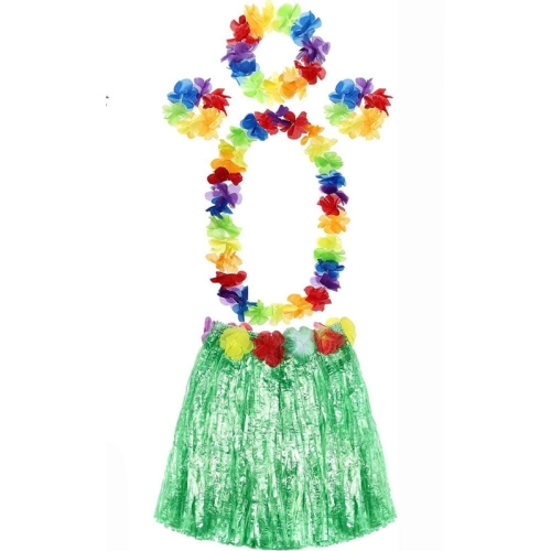 YETIŞKIN VE ÇOCUK UYUMLU LUAU ALOHA HAWAII YEŞIL ETEK VE REN