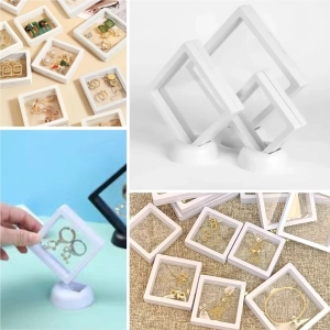 11x11cm Standlı 3D Takı Ziynet Hatıra Koleksiyon Saklama Kutusu Şeffaf Film Çerçevesi