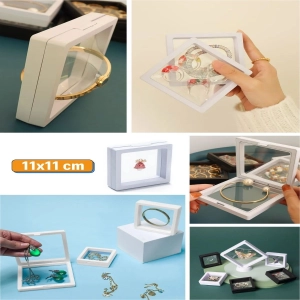 11x11cm Standlı 3D Takı Ziynet Hatıra Koleksiyon Saklama Kutusu Şeffaf Film Çerçevesi