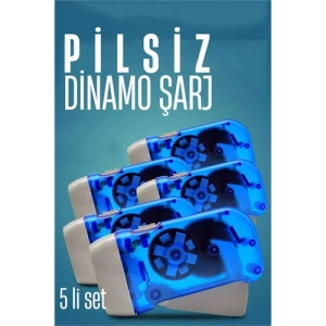 5 li Kendinden Dinamo Şarjlı Pilsiz Acil Durum El Feneri Manuel Şarjlı El Feneri
