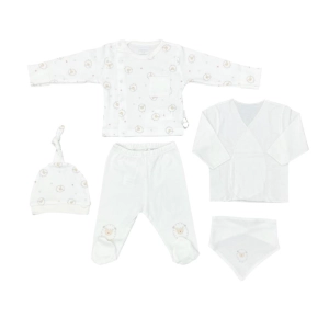 Andywawa AC25560 Newborn Set Tinny Ships 5'Li Hastane Çıkışı Ekru