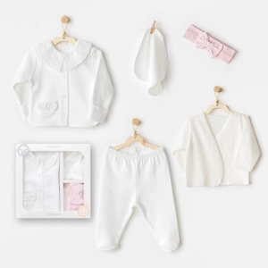 Andywawa AC25650 Cuddly Bunny Bear 5'Li Hastane Çıkışı Ecru Pink