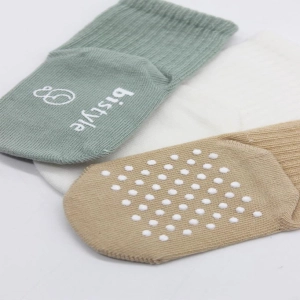 Bistyle Basic Kaymaz Penye Soket Çorap 3'Lü BS10107 Nil Ekru Bej