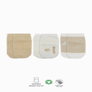 Bistyle Puanlı Kaymaz Penye Soket Çorap 3'Lü BS10108 Bej