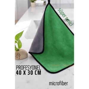 Çift Yüzeyli Profesyonel Microfiber Havlu - Süper Emici Temizlik Bezi  40 x 30 cm