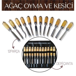 Elena 12 Parça Çantalı Ağaç Oyma ve Kesici Set