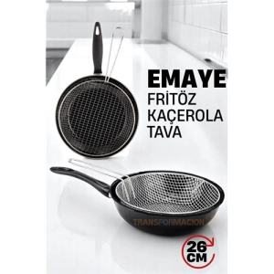 Fritözlü Emaye Kızartma Tavası- Kızartma Kaçerola Multi Kullanım  26 CM