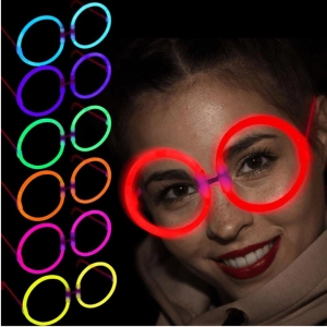   Glow Stick Yuvarlak Gözlük - Glow Partisi Gözlükleri - Glow Stick Gözlük 12 Adet