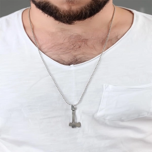 Gümüş Renk Balta Erkek Kolye