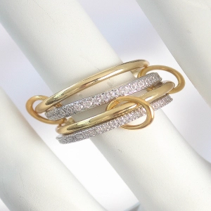 Metal Gold Renk Zirkon Taşlı Halka Detaylı Kadın Yüzük
