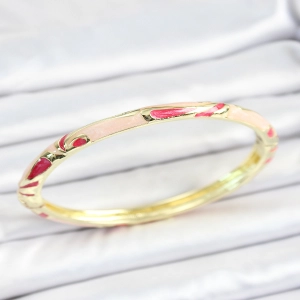 Mineli Pirinç Pembe Desenli Gold Renk Kadın Kelepçe
