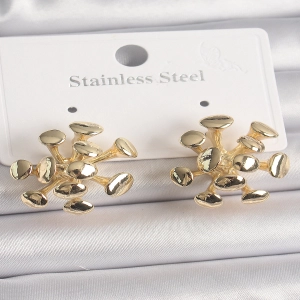 Pirinç Gold Renk Virüs Figür Model Kadın Küpe